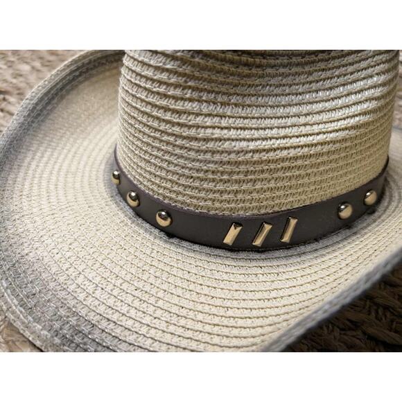 Boho 100% Paper Unisex Cowboy Western Festival Rodeo Sun Hat Lucky 7 - Picture 3 of 11